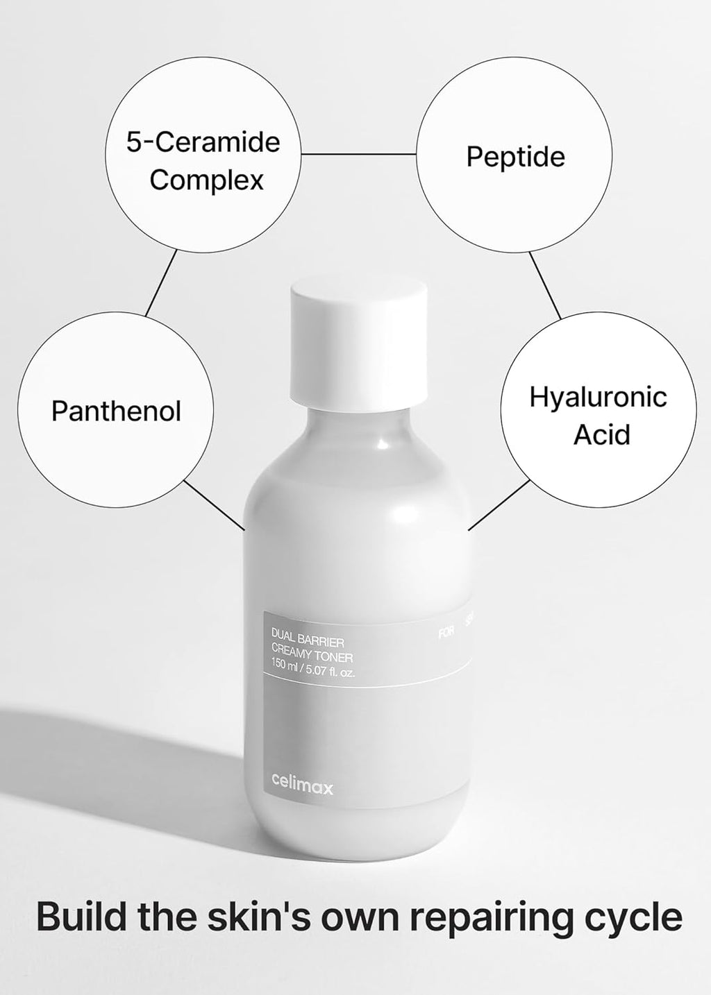 Celimax Dual Barrier Creamy Toner with Ceramides & Peptide Oil & Alcohol Free Facial Astringent Hydrating Calming Soothing Non Irritating 150ml