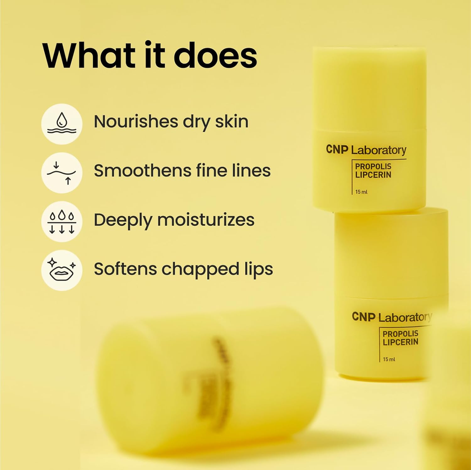 CNP Propolis Lipcerin 01 Original Lip Butter - 12-Hour Hydration, Manuka Honey & Propolis Extract, Hypoallergenic, Korean Skincare, Gifts for Women