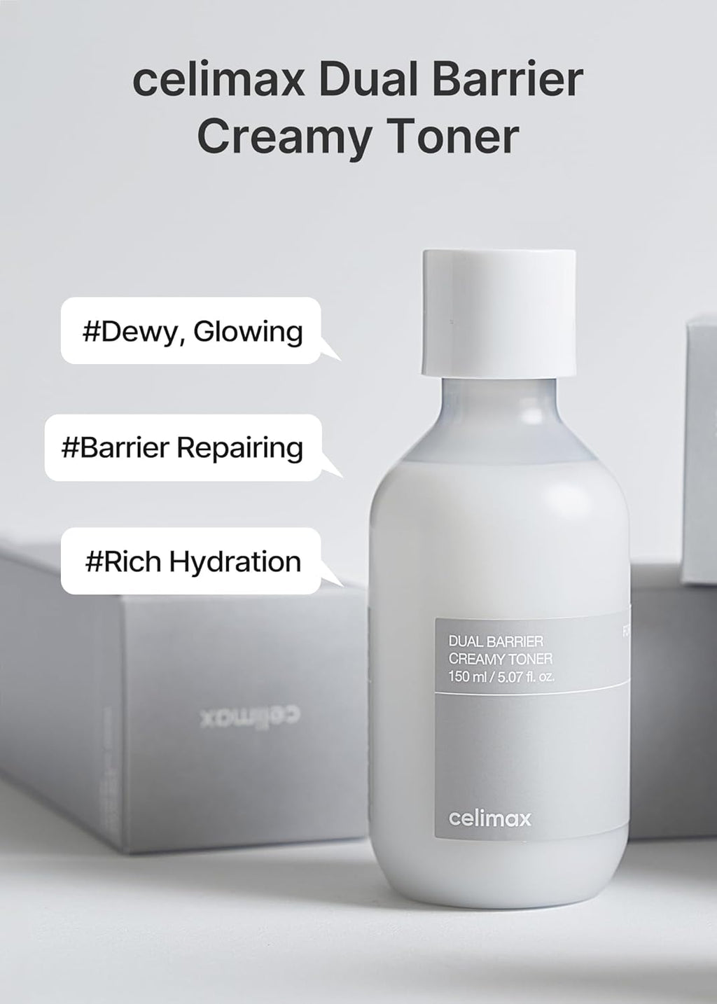 Celimax Dual Barrier Creamy Toner with Ceramides & Peptide Oil & Alcohol Free Facial Astringent Hydrating Calming Soothing Non Irritating 150ml