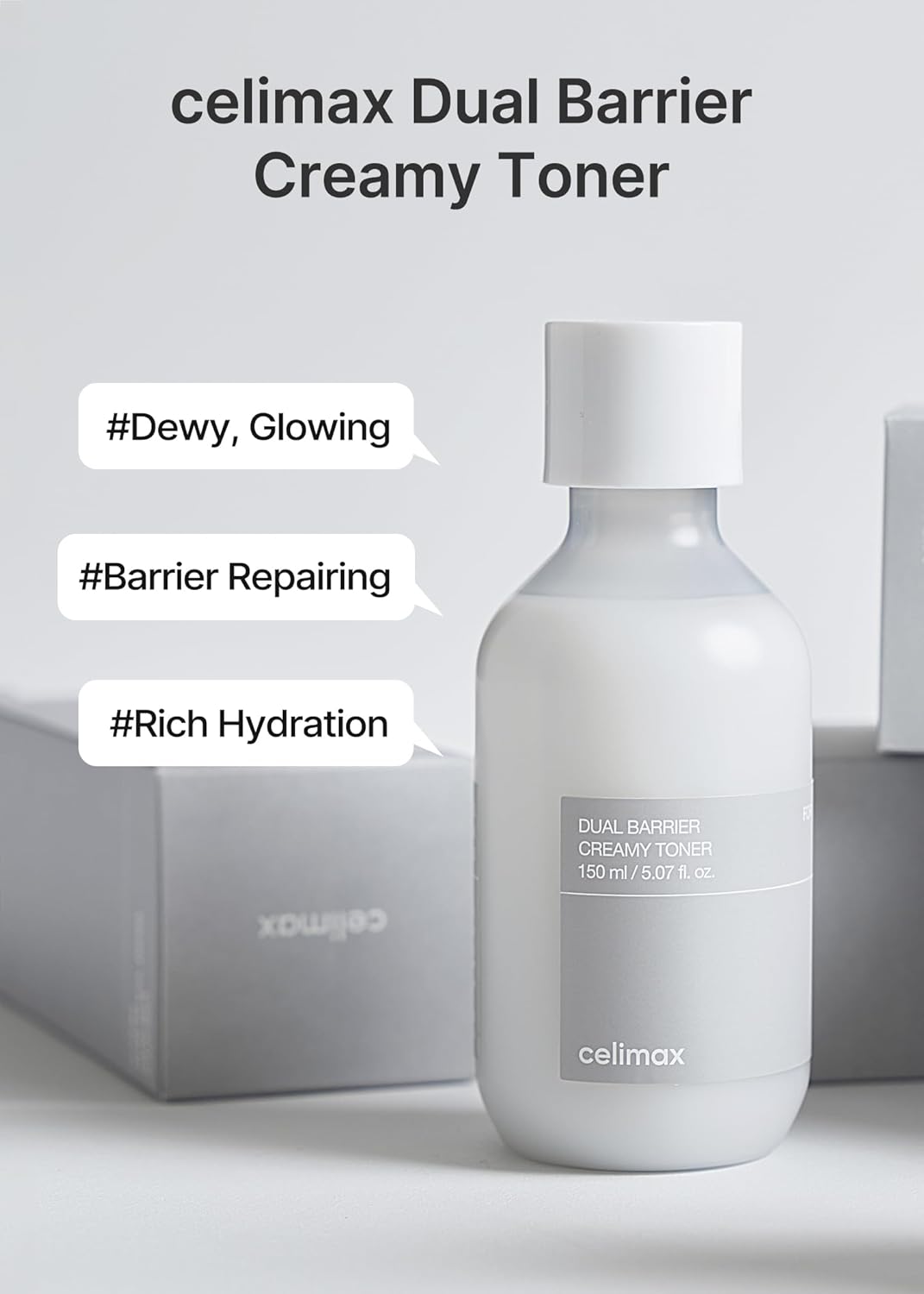 Celimax Dual Barrier Creamy Toner with Ceramides & Peptide Oil & Alcohol Free Facial Astringent Hydrating Calming Soothing Non Irritating 150ml