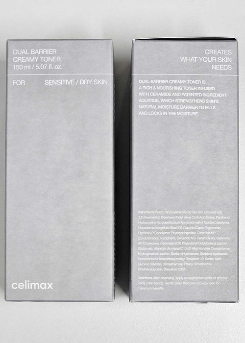 Celimax Dual Barrier Creamy Toner with Ceramides & Peptide Oil & Alcohol Free Facial Astringent Hydrating Calming Soothing Non Irritating 150ml